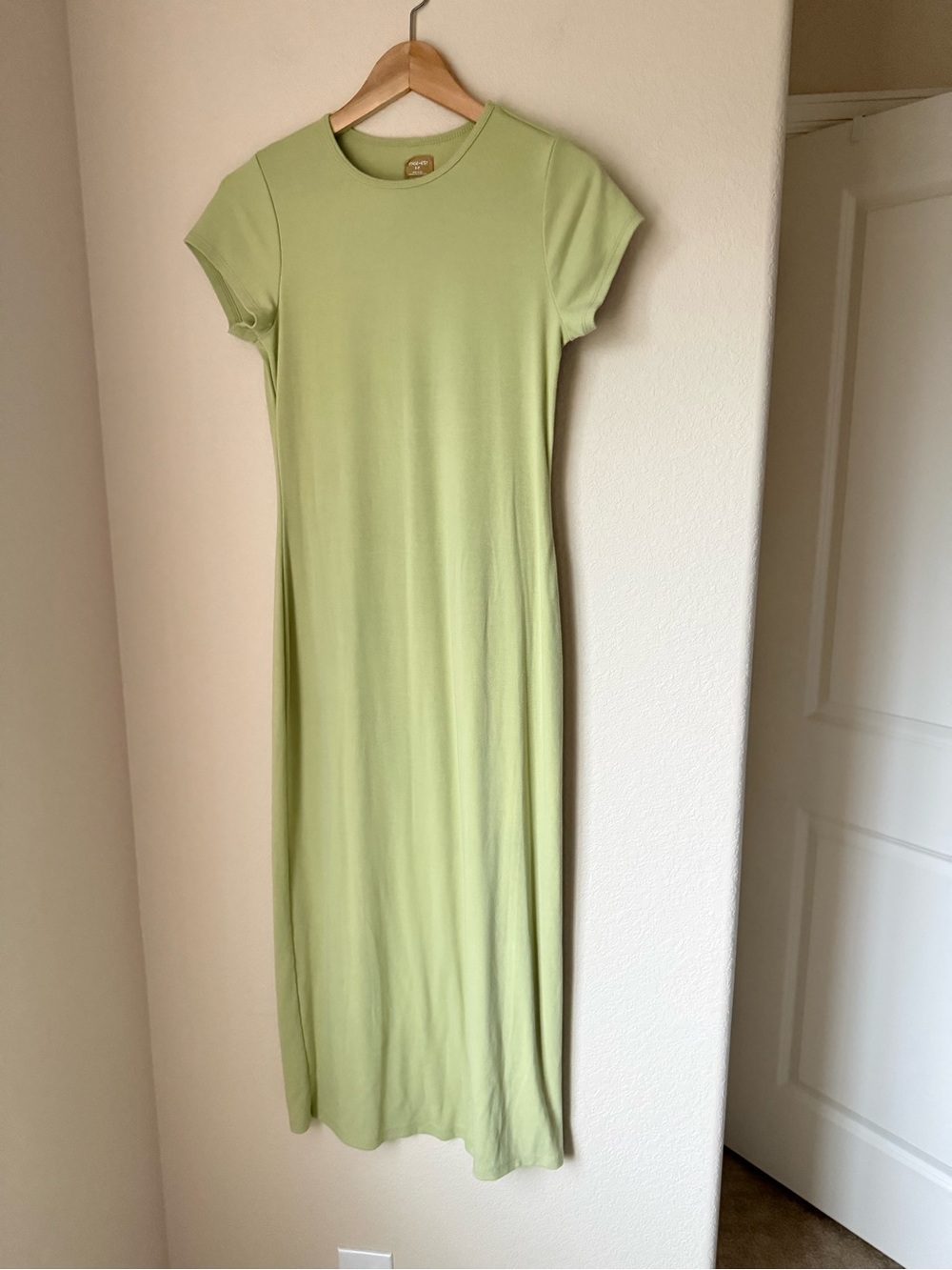 Free People free-est Maxi Dress Sage Green Short Sleeve Stretch Size Small